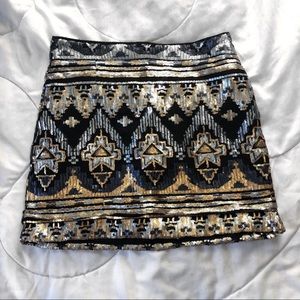 NWOT F21 Sequined Print Mini Skirt, size small